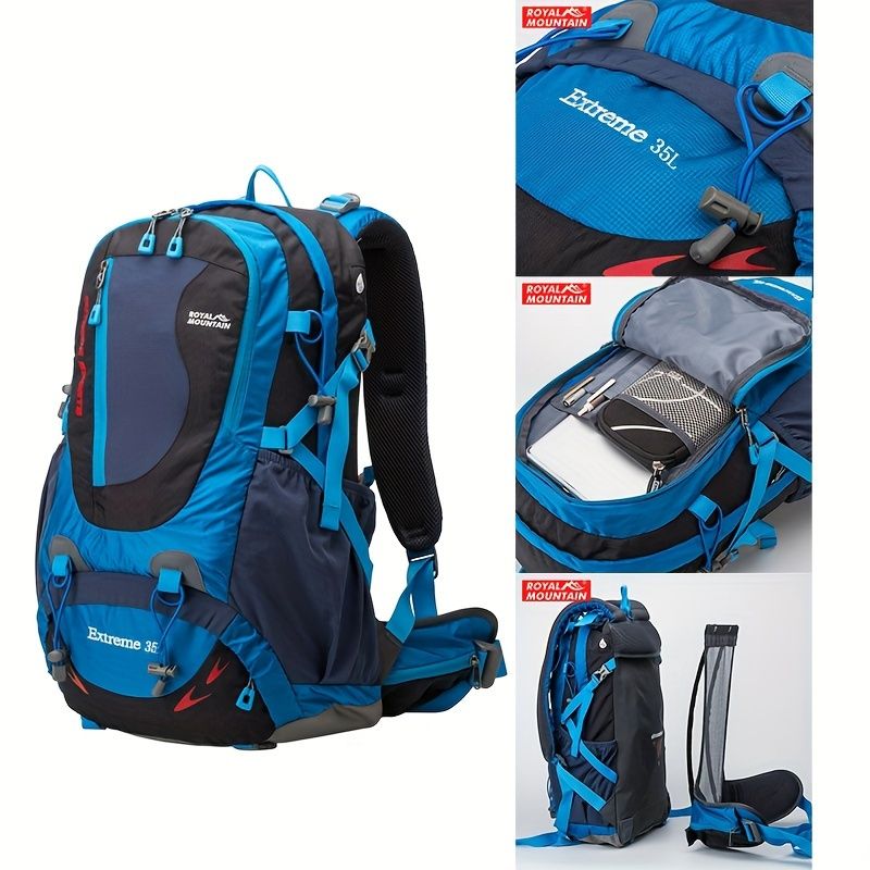 Blue Black Royal Mountain backpack, Extreme 35L backpack, travel backpack, outdoor backpack, high-quality backpack, Australian bush backpack, camping gear, hiking backpack 35L