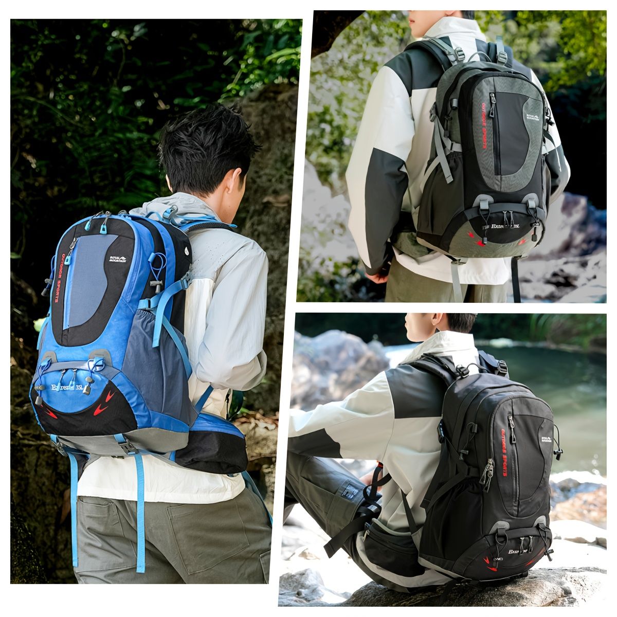 Blue Black Royal Mountain backpack, Extreme 35L backpack, travel backpack, outdoor backpack, high-quality backpack, Australian bush backpack, camping gear, hiking backpack 35L