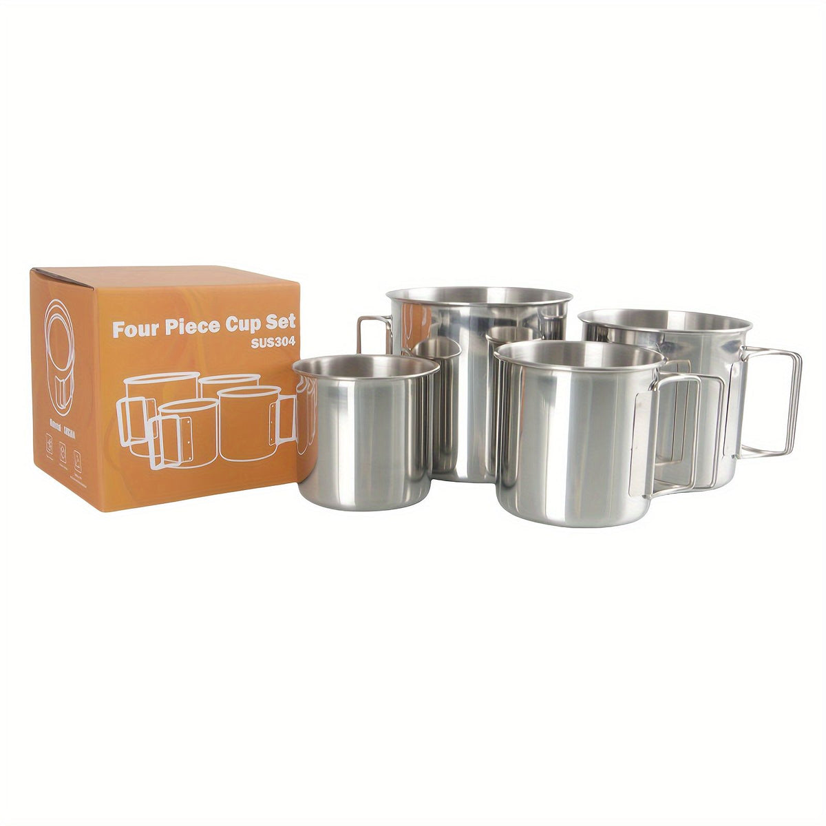 SUS304, outdoor cup set, camping cups, stainless steel cups, outdoor drinking vessels, mesh storage bag, Australian camping gear, family camping cups, stainless steel tumblers, picnic cups