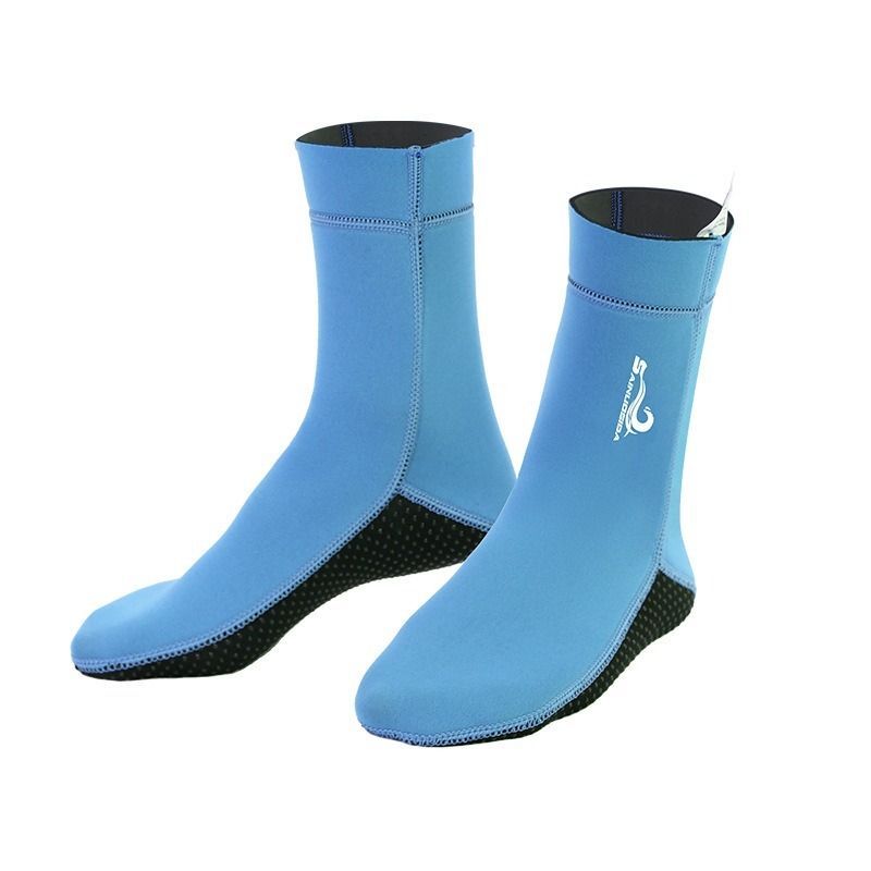 unisex diving socks, 3MM neoprene socks, mid-calf diving socks, hook-and-loop diving socks, water sports socks, diving snorkeling socks, beach volleyball socks, Australia diving gear, neoprene socks for men and women - Black - Size S