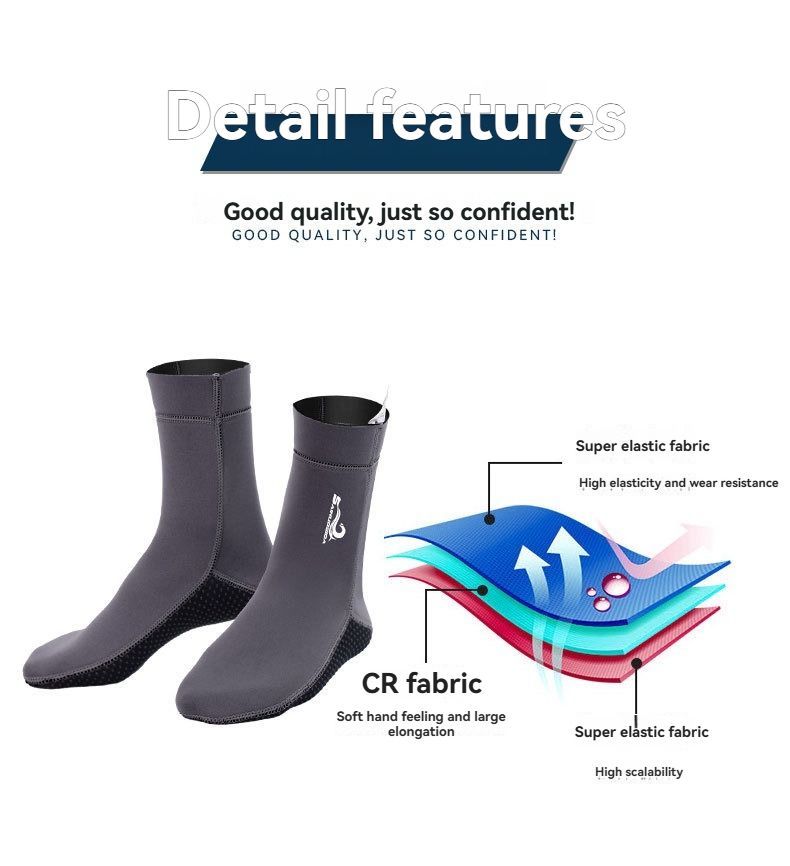 unisex diving socks, 3MM neoprene socks, mid-calf diving socks, hook-and-loop diving socks, water sports socks, diving snorkeling socks, beach volleyball socks, Australia diving gear, neoprene socks for men and women - Black - Size XXL
