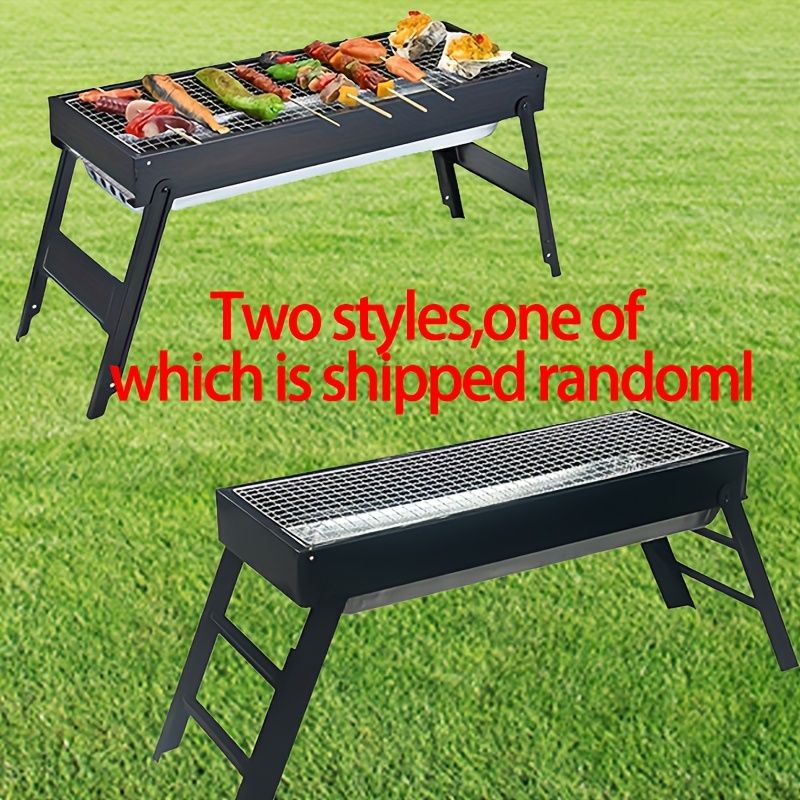 Portable foldable barbecue grill with adjustable height and built-in side rack - heavy-duty metal outdoor barbecue grill, suitable for backyard, camping, picnic - compact storage design with external barbecue cover, durable paint surface, suitable for out