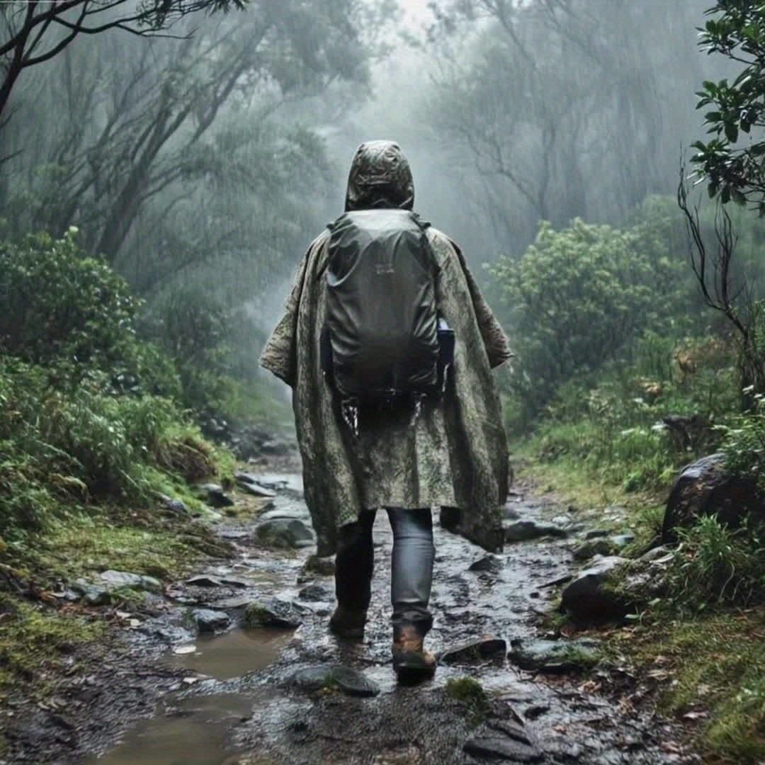Camouflage rain poncho, waterproof poncho Australia, outdoor rain gear, camping poncho, hiking poncho, bushwalking poncho, hunting poncho, emergency poncho