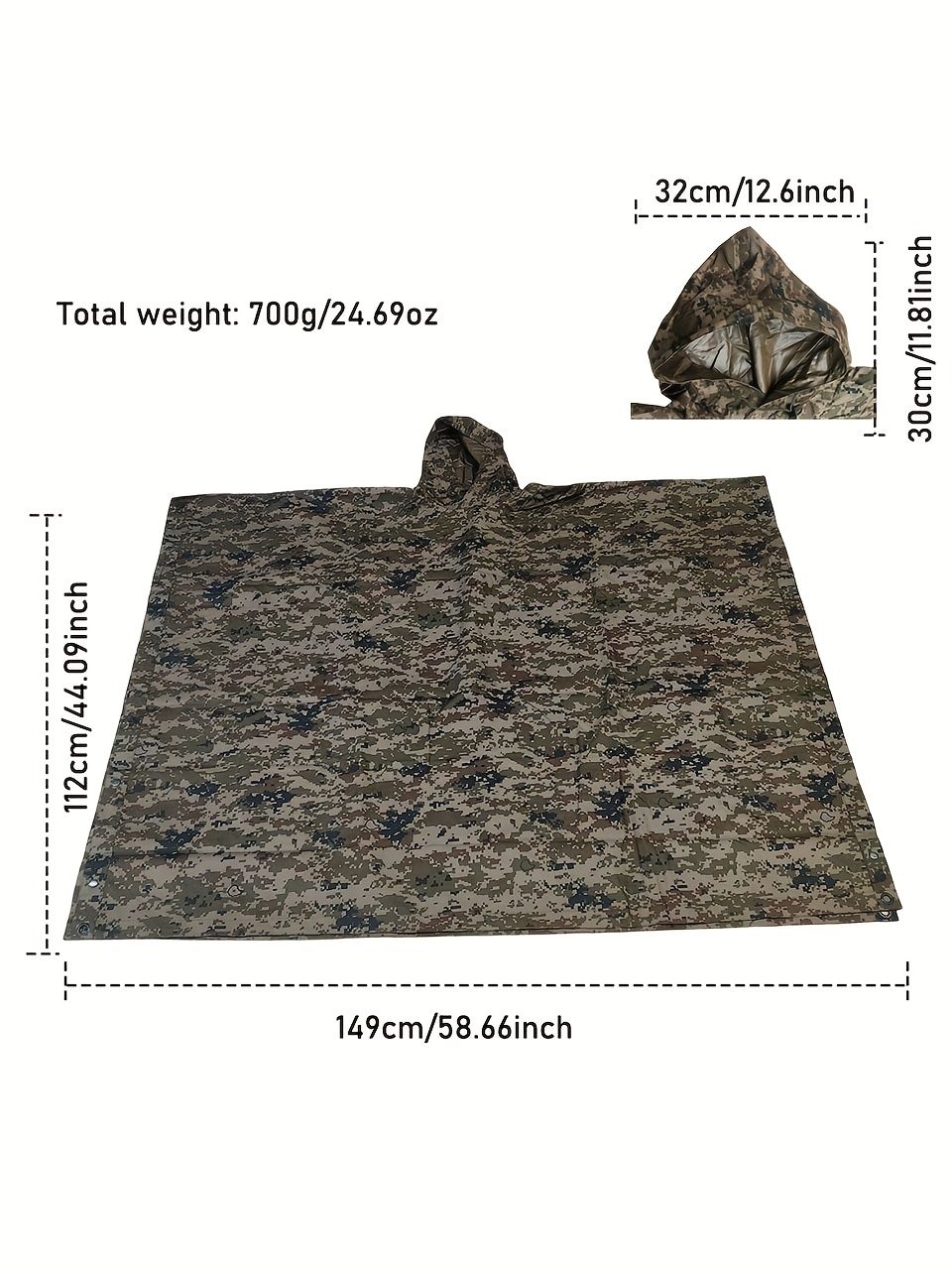 Camouflage rain poncho, waterproof poncho Australia, outdoor rain gear, camping poncho, hiking poncho, bushwalking poncho, hunting poncho, emergency poncho