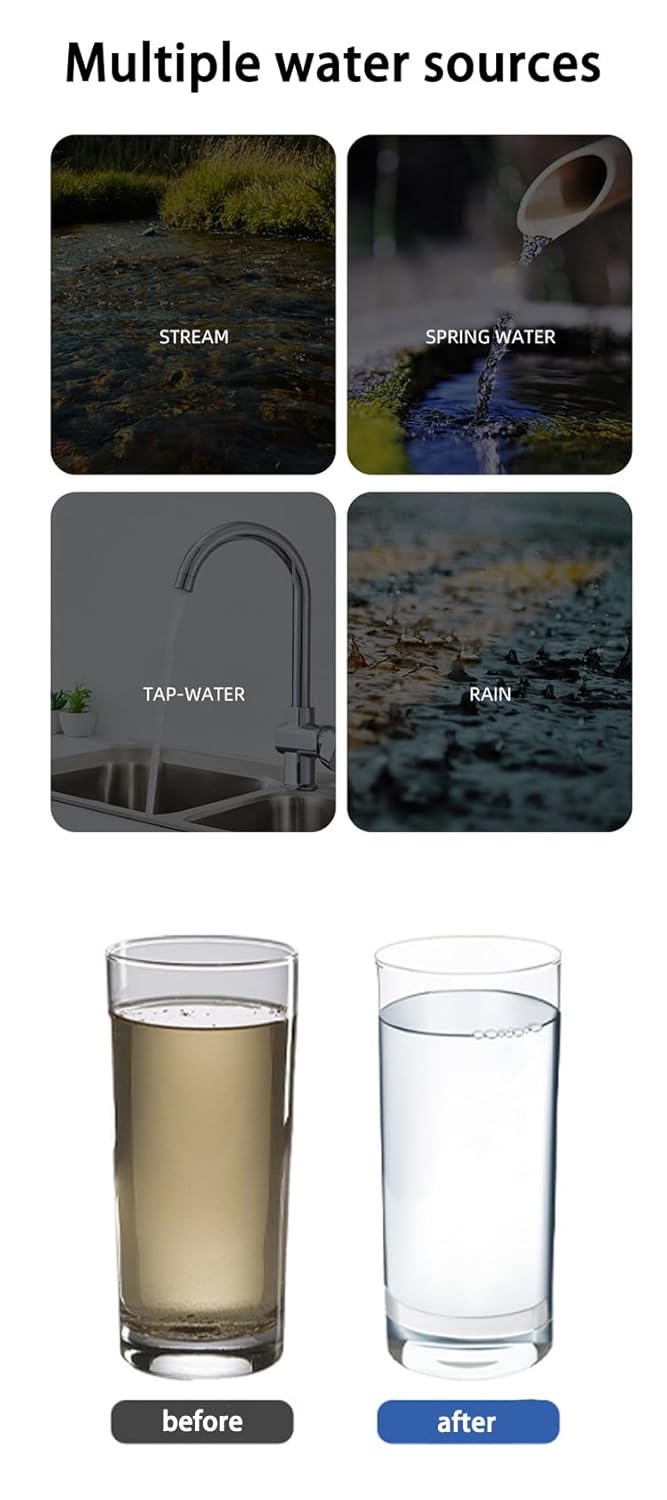 Portable Water Filter with Carbon Filter for Emergency Camping Hiking