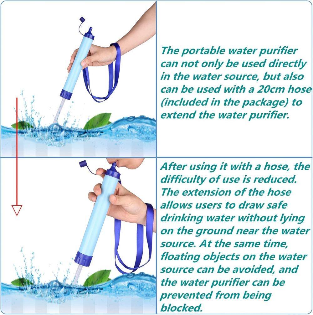 Portable Water Filter with Carbon Filter for Emergency Camping Hiking