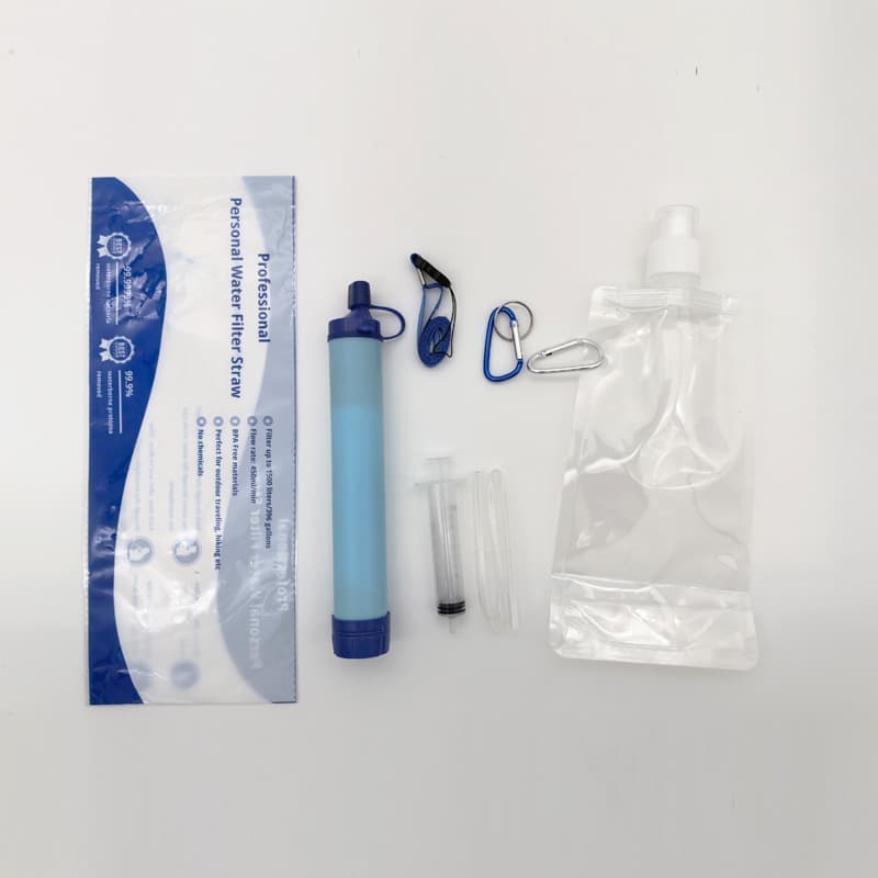Portable Water Filter with Carbon Filter for Emergency Camping Hiking