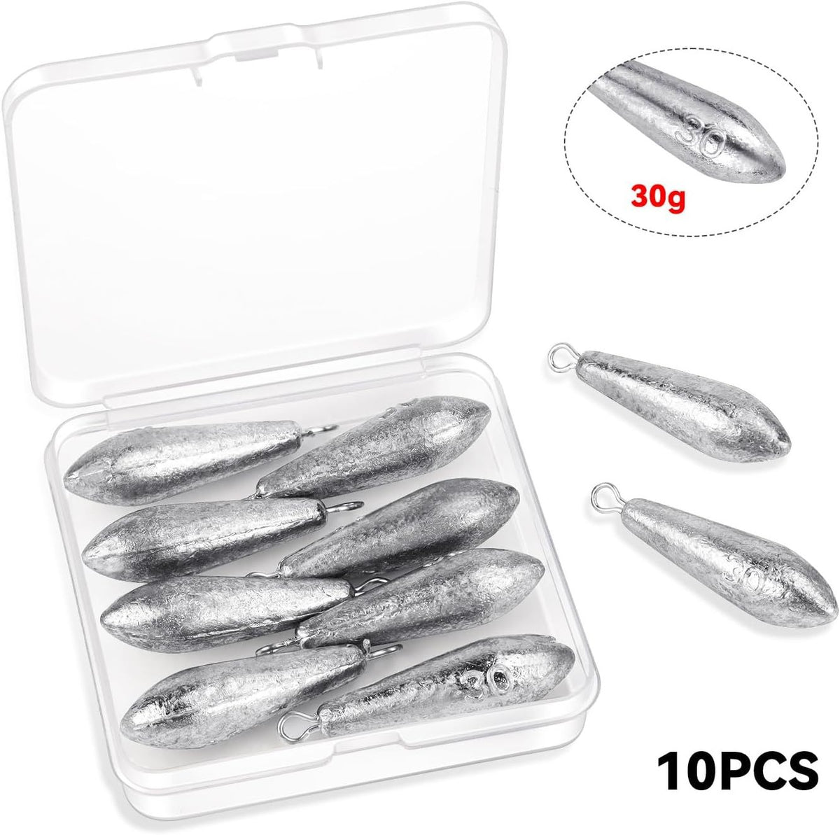 10 Pack Drop Shot Fishing Weights, Lead Bottom Sinkers for Bass Fishing Rigs, Soft Plastics, Freshwater Lures and Tackle Boxes