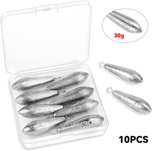 10 Pack Drop Shot Fishing Weights, Lead Bottom Sinkers for Bass Fishing Rigs, Soft Plastics, Freshwater Lures and Tackle Boxes