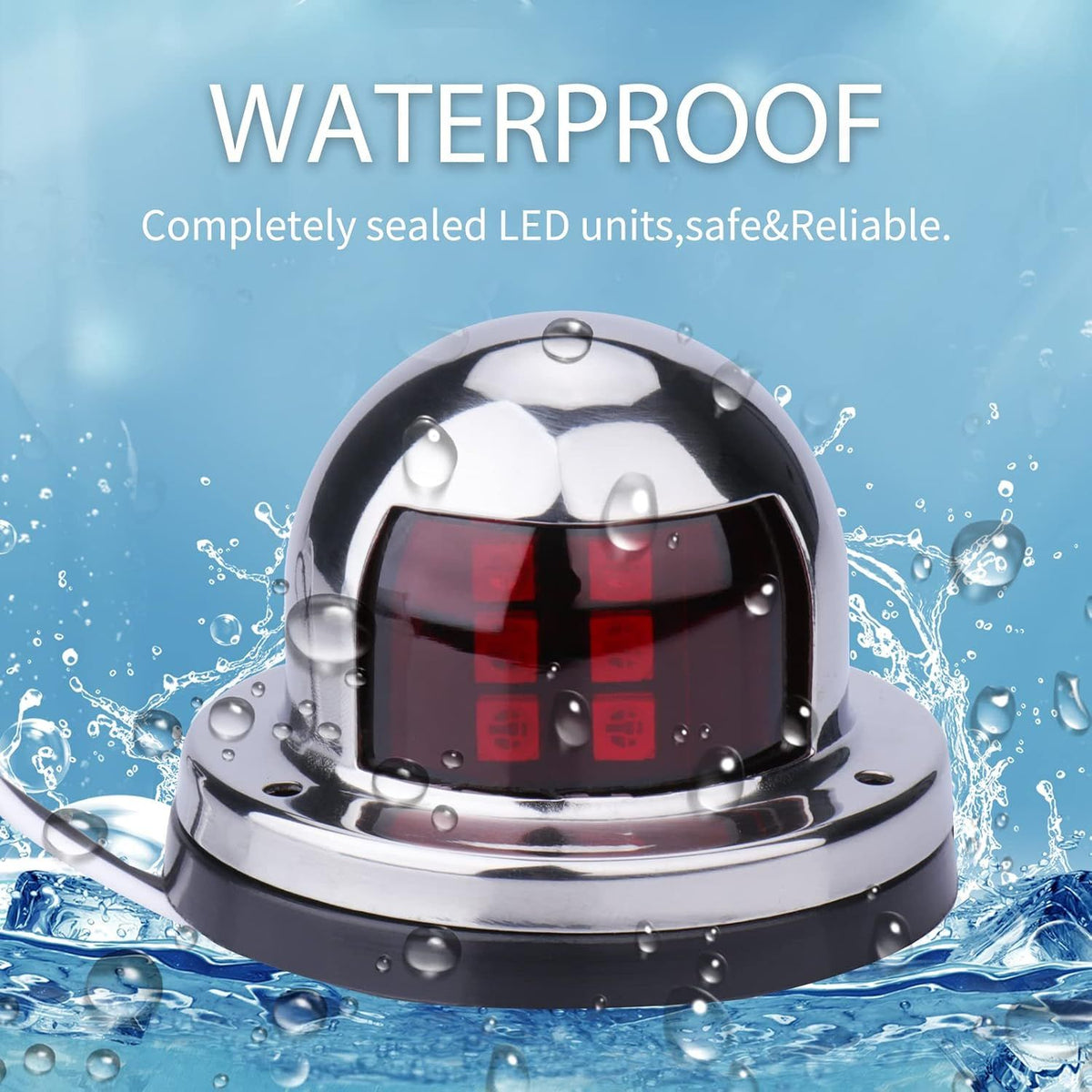 Pair of Stainless Steel LED Boat Navigation Lights, Marine Bow Lights for Pontoons, Small Boats, Yachts and Night Sailing, Silver