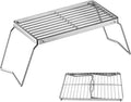 1 Piece Foldable Stainless Steel Camping Grill, Adjustable Rack for Picnics, Indoor BBQs and Outdoor Cooking, Silver, 30 x 16 cm
