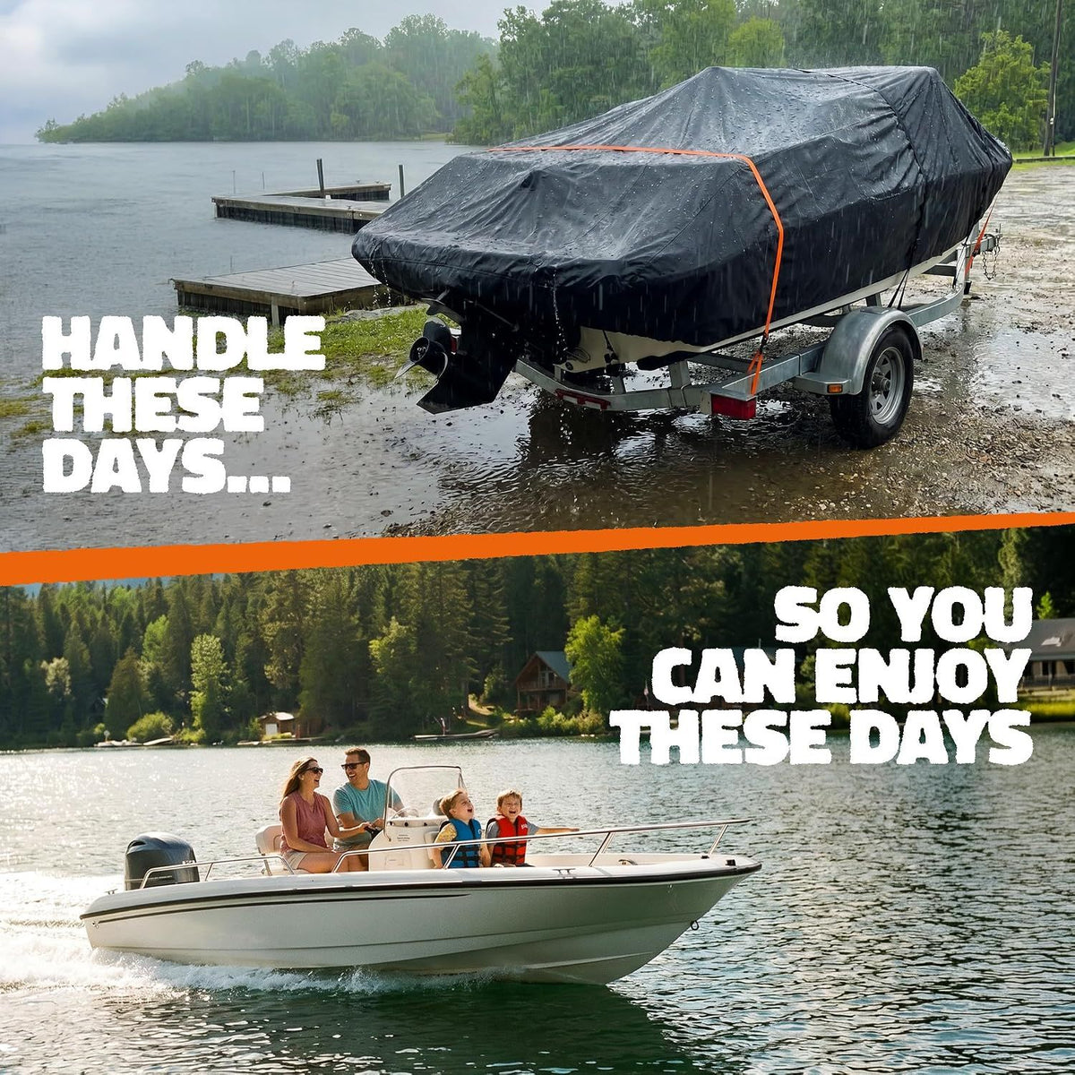 600D Heavy Duty Waterproof Boat Cover, Silver, 20-22FT, 650*320cm