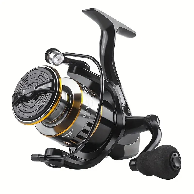 Spinning Reel Fishing Reel, Metal Spool, Metal Handle, 5.2:1 Gear Ratio, 10KG Drag, Smooth and Sensitive Line Output, Left/Right Hand Interchangeable, Rotating Fishing Reel, Suitable for Freshwater and Saltwater(HE6000)