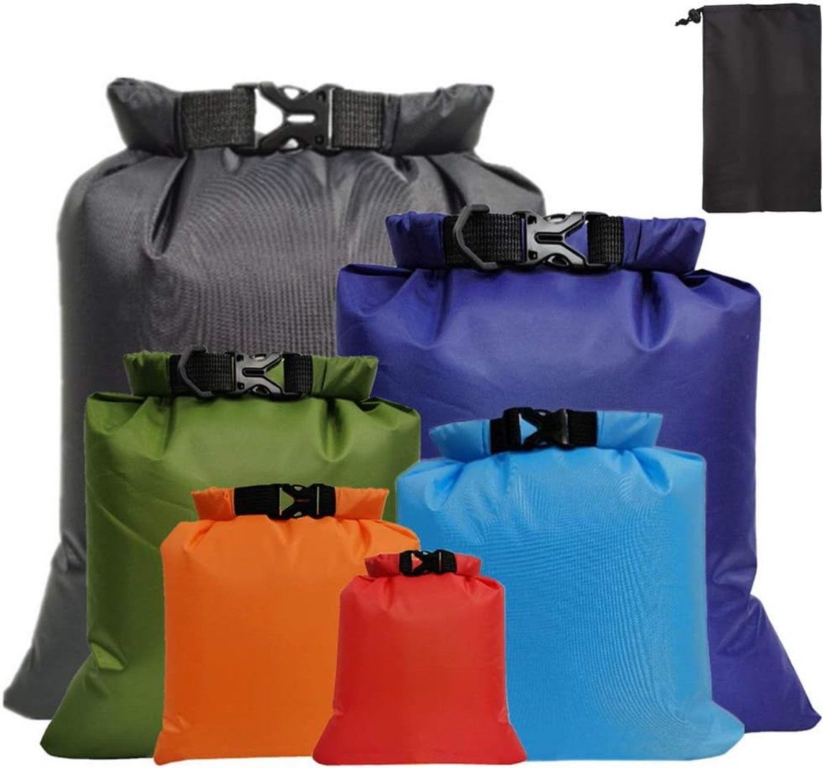 6 Pack Waterproof Dry Bags for Kayaking Fishing and Camping, 1.5 L to 8 L