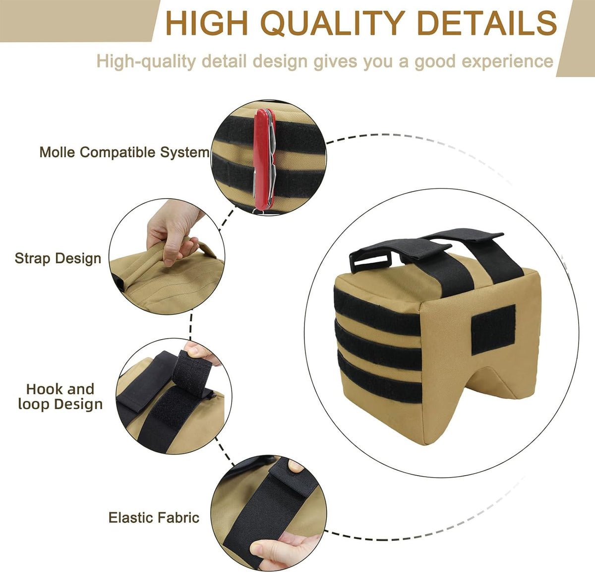 Front or Rear Squeeze Bag Shooting Range Bag Bench Bag with Strap for Shooting Hunting