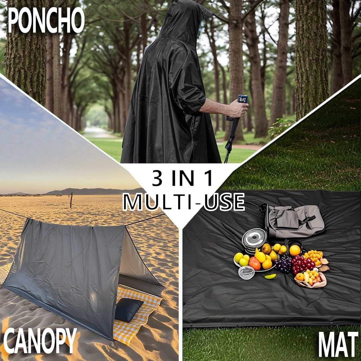 Waterproof Lightweigh Hooded Rain Poncho Raincoat Jacket for Men Women Rain Coat with Pocket Adult Outdoor Hiking