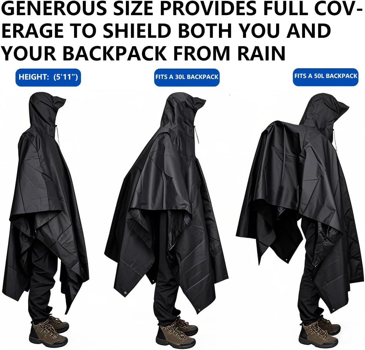 Waterproof Lightweigh Hooded Rain Poncho Raincoat Jacket for Men Women Rain Coat with Pocket Adult Outdoor Hiking