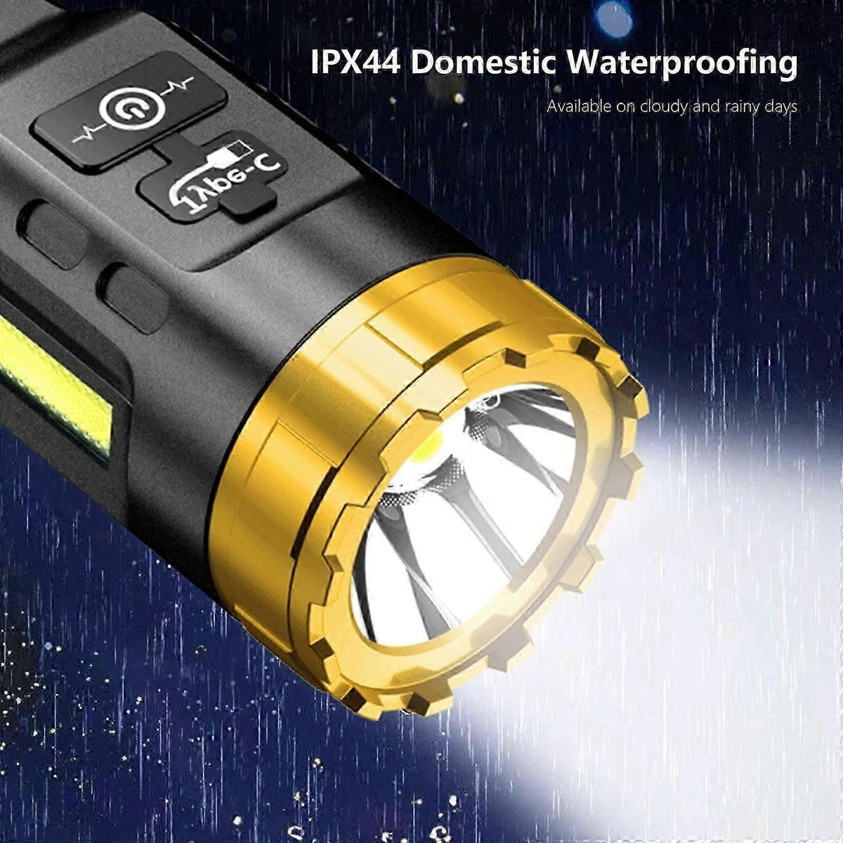 Rechargeable LED Flashlight with COB Sidelight for Camping & Emergency Use