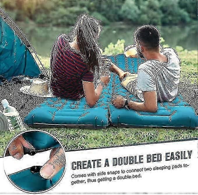 Camping Sleeping Self-inflating Mattress: Thickened Lightweight Single Camping Inflatable Bed And Attachable Double Camping Mat And Compact Inflatable