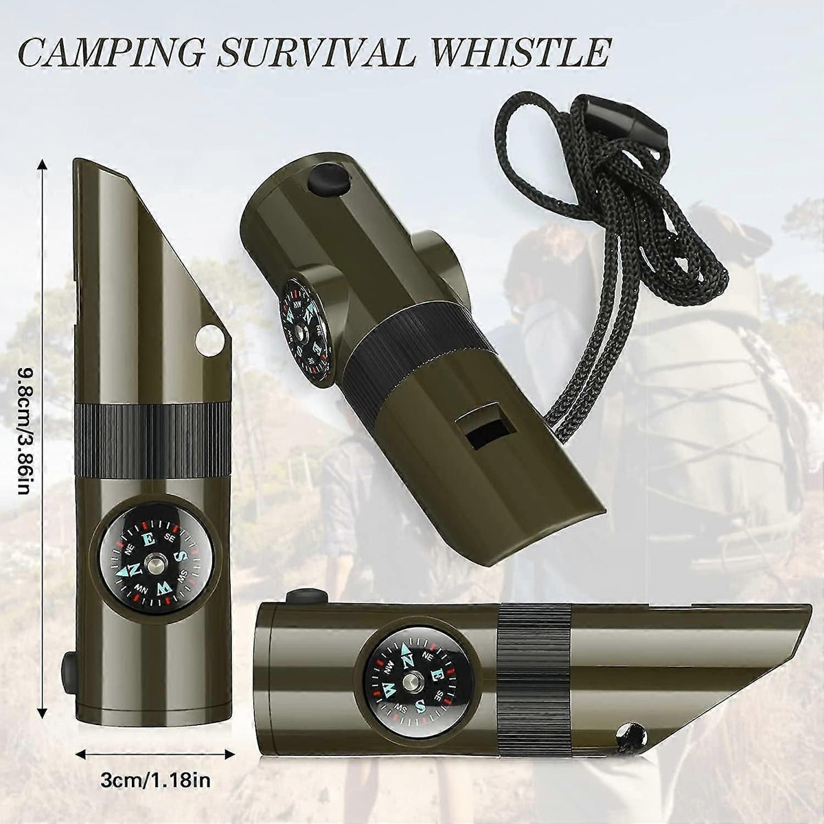 Camping Survival Kit with Lanyard Emergency Compass Safety Whistle Emergency Whistle Kid Survival Kit Outdoor Multi Function Tool for Camping Hiking