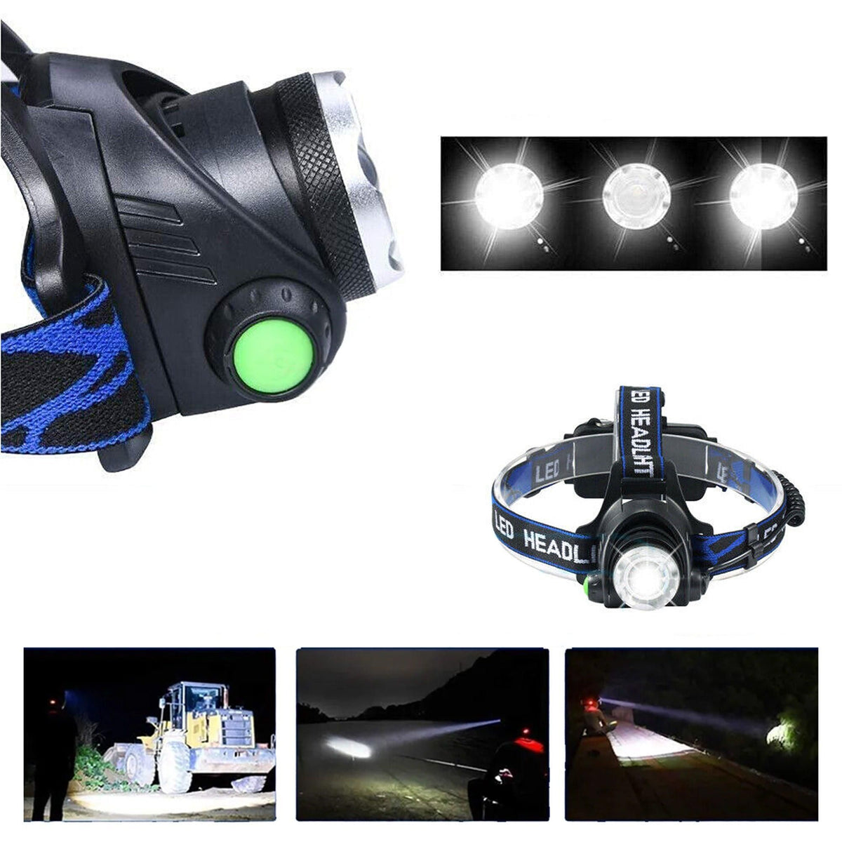 Rechargeable LED Headlamp Light Flashlight Head Torch Lamp