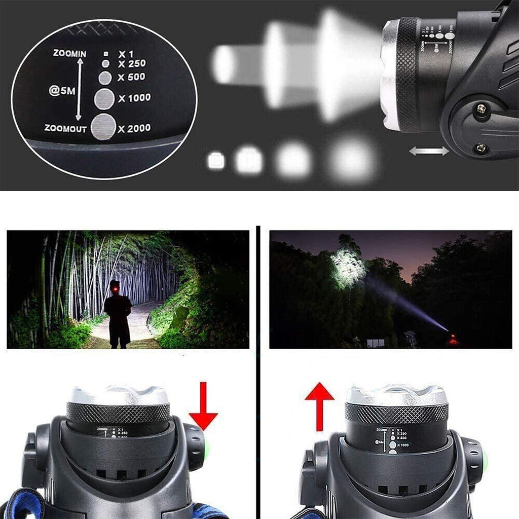 Rechargeable LED Headlamp Light Flashlight Head Torch Lamp