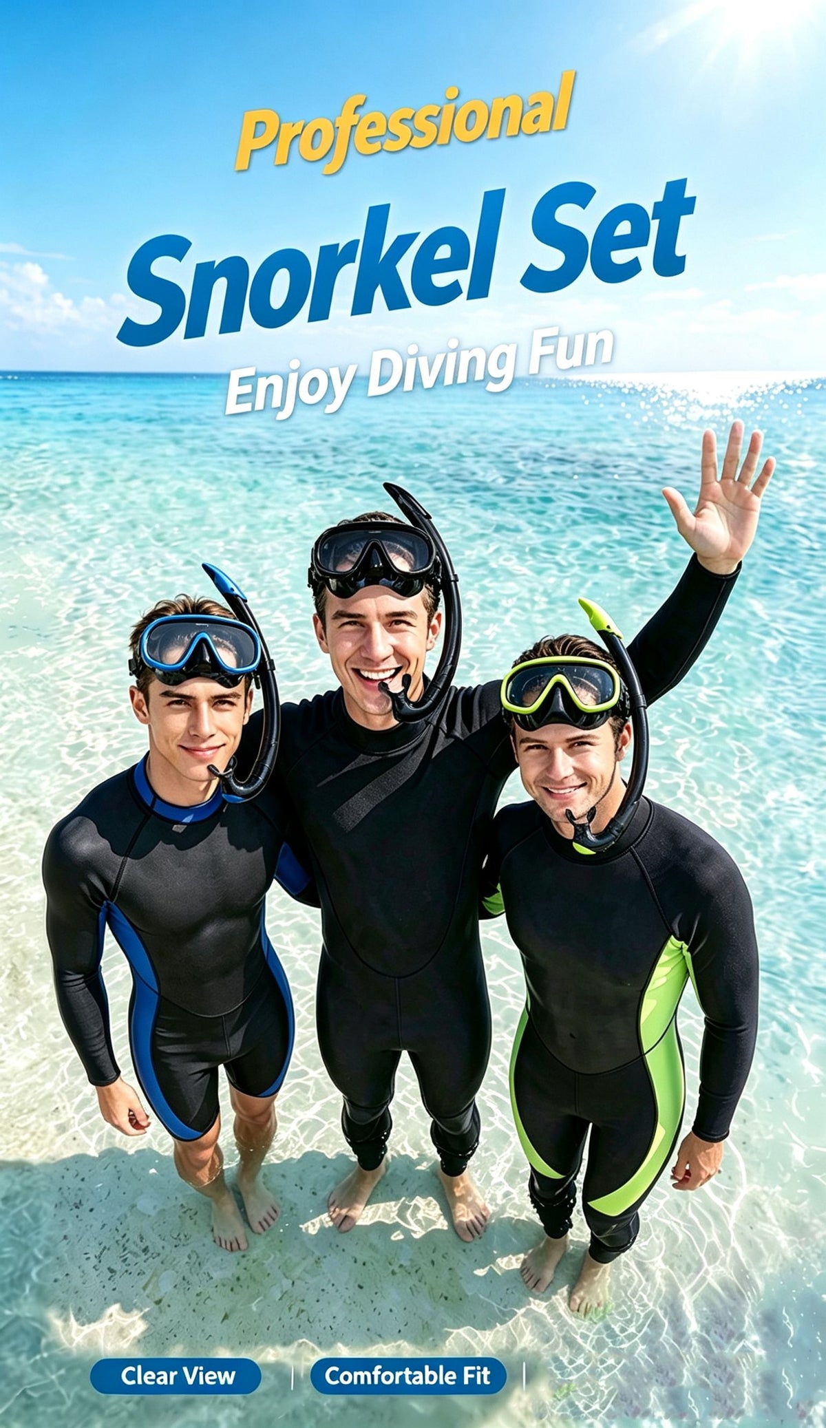 Outdoor Breathing Tube Glass Diving Set,yellow