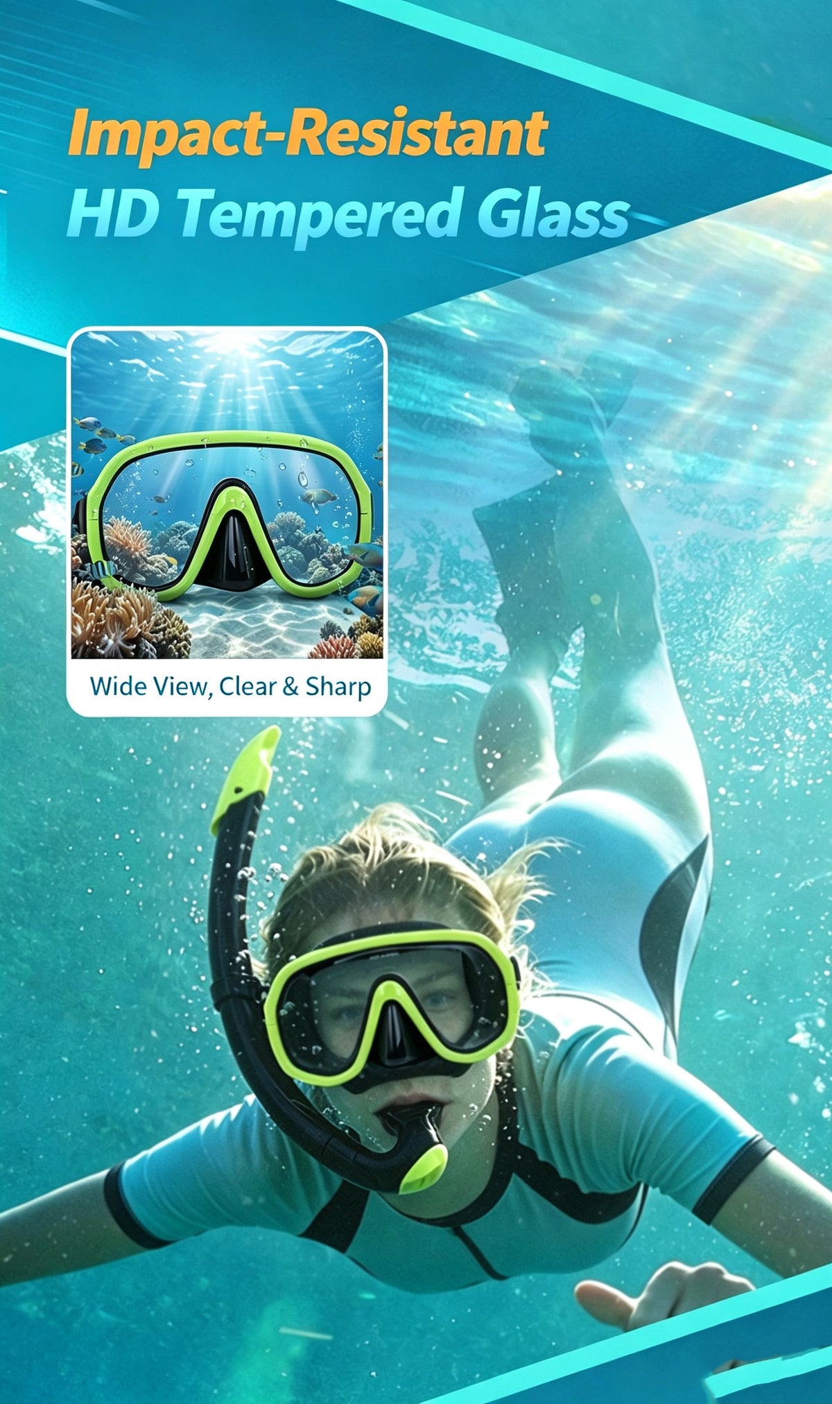 Outdoor Breathing Tube Glass Diving Set,yellow
