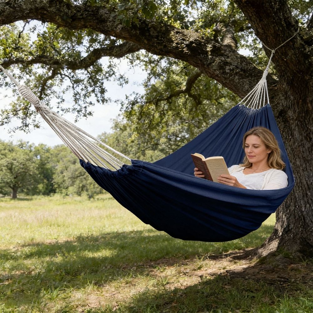Heavy Duty Canvas Outdoor Hammock for Adults | Portable Tree Hammock for Camping, Beach, Backyard & Travel