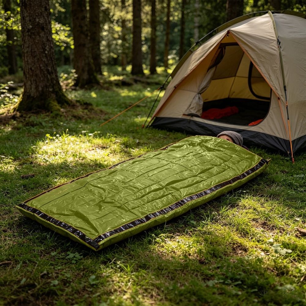 Emergency Sleeping Bag, 82.7 x 35.4 in Portable Thermal Waterproof Bivy Sack with Loud Survival Whistle & Drawstring Storage Bag for Outdoor Camping Hiking