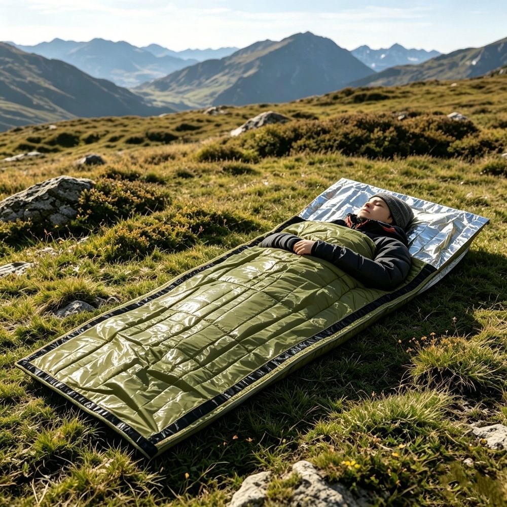 Emergency Sleeping Bag, 82.7 x 35.4 in Portable Thermal Waterproof Bivy Sack with Loud Survival Whistle & Drawstring Storage Bag for Outdoor Camping Hiking