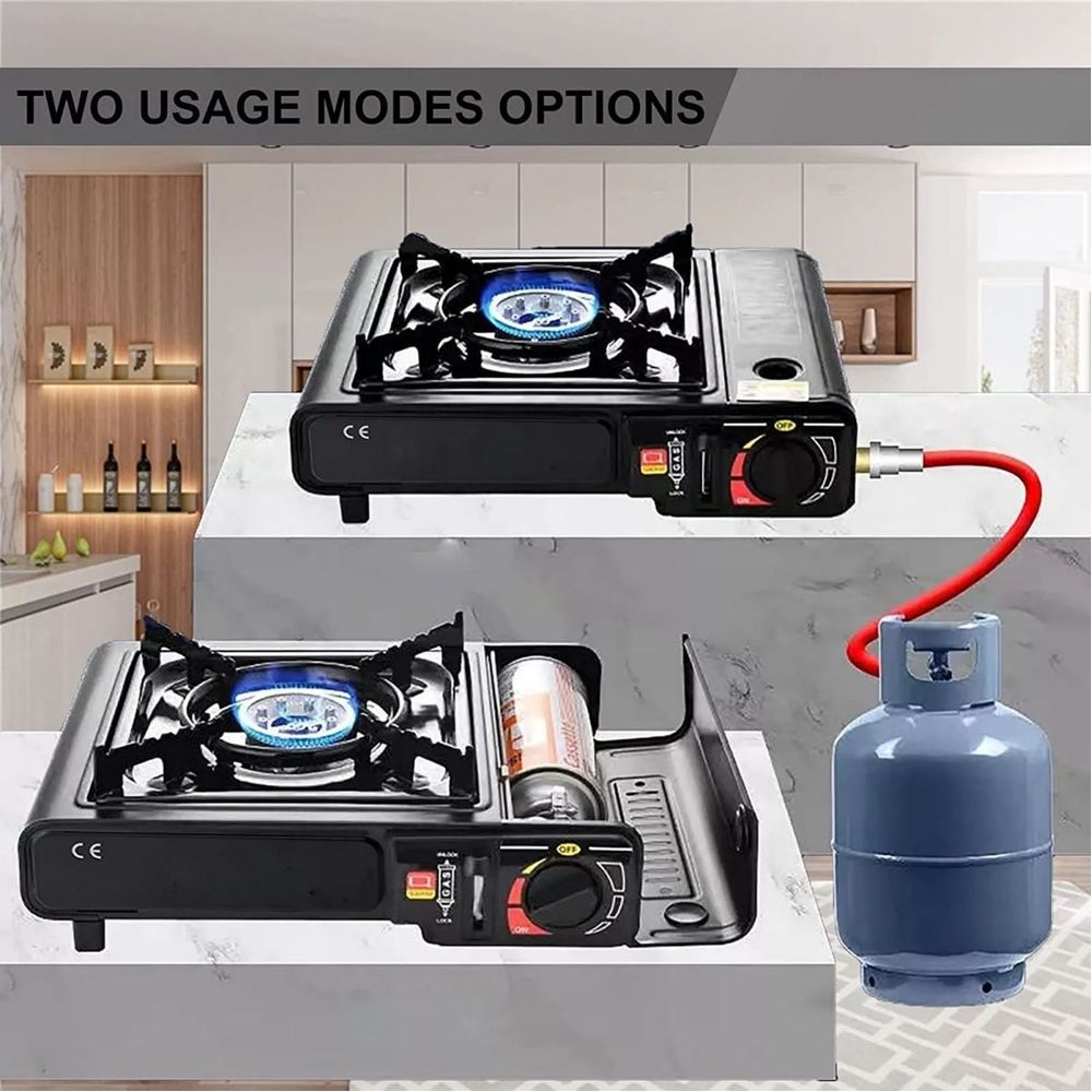 3000W Camping Stove 1-Burner Butane Stove 8000 BTU Portable Camping Stove Push-Button Stater W/ Case