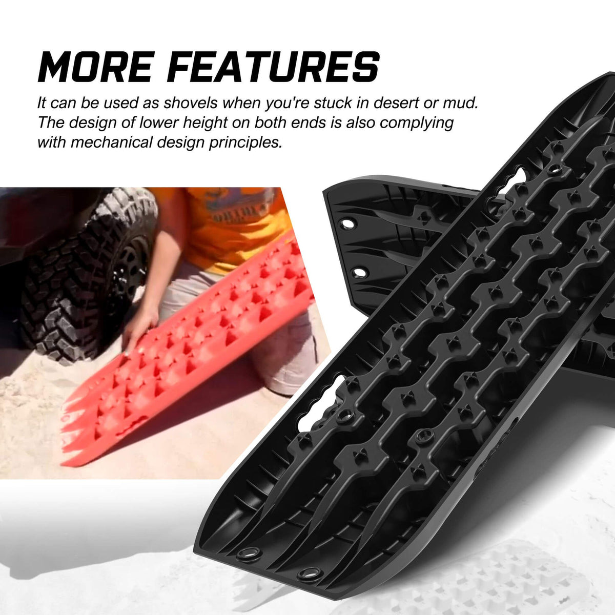 X-BULL 2PCS Recovery Tracks Boards Snow Tracks Mud tracks 4WD With 4PC mounting bolts Black