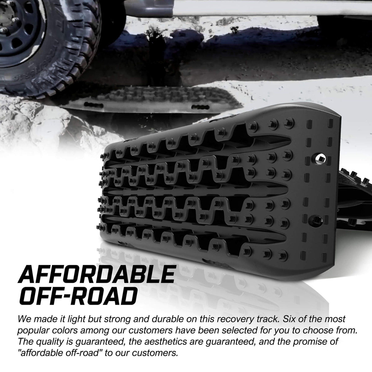 X-BULL 2PCS Recovery Tracks Boards Snow Tracks Mud tracks 4WD With 4PC mounting bolts Black