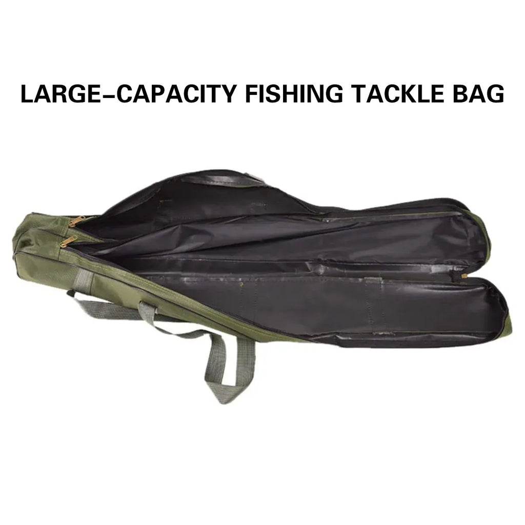 150cm Portable Foldable Fishing Rod Carrier Fish Pole Tools Storage Bag Case - Black