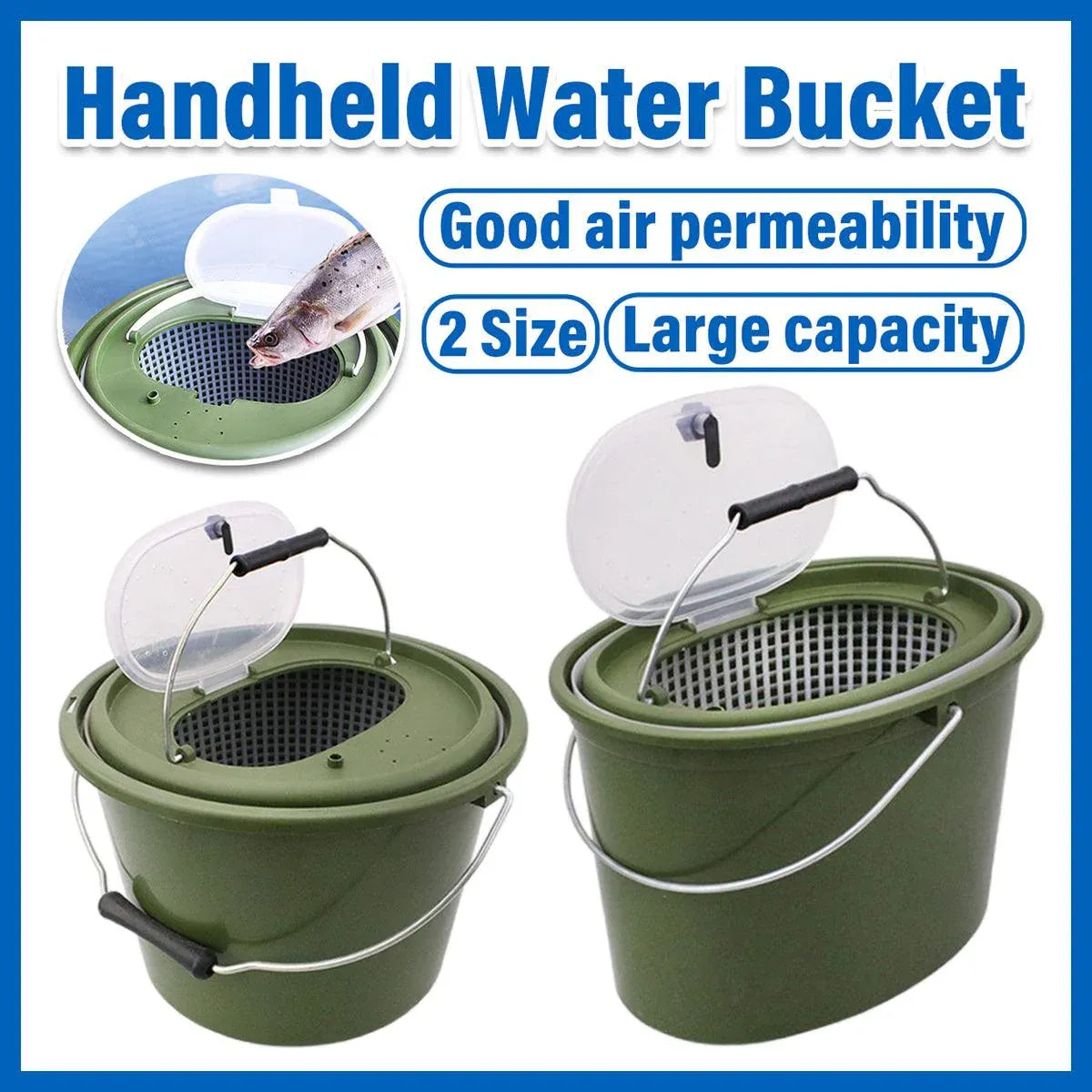 Portable Double Live Fish Bucket Breathable Fish Storage Container for Fishing - M
