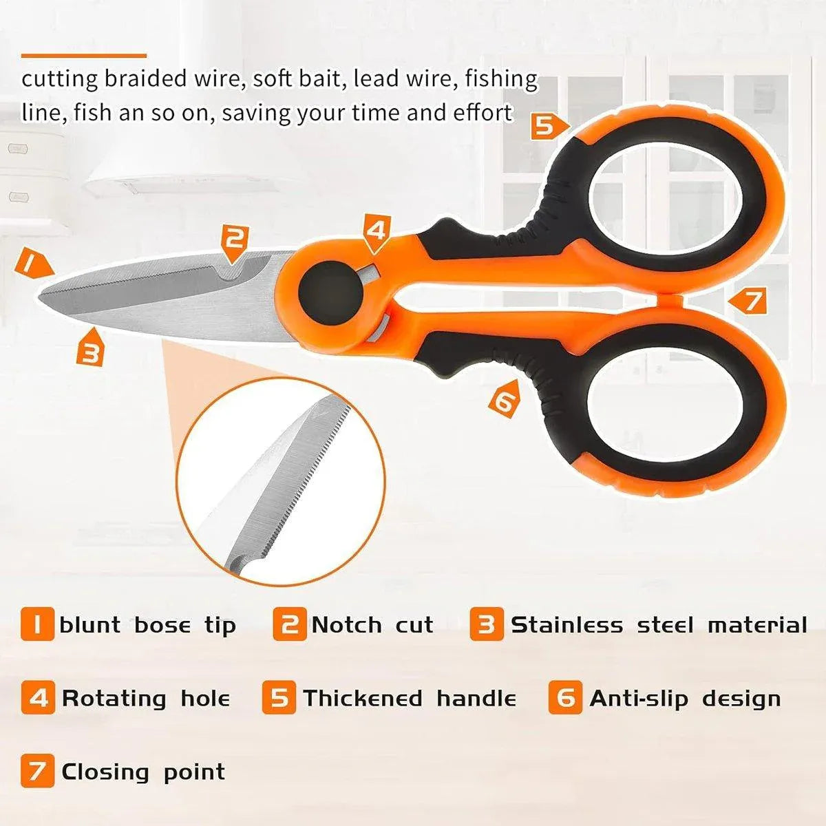 Multi Functional Serrated Fishing Scissors for Cutting Line Horse Fishing Gear - Red