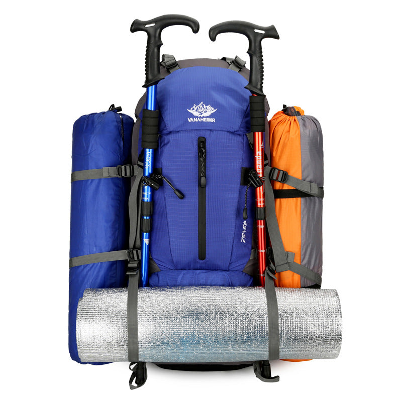 Navy Blue Nylon Hiking Backpack - Multifunctional Outdoor Sports Bag