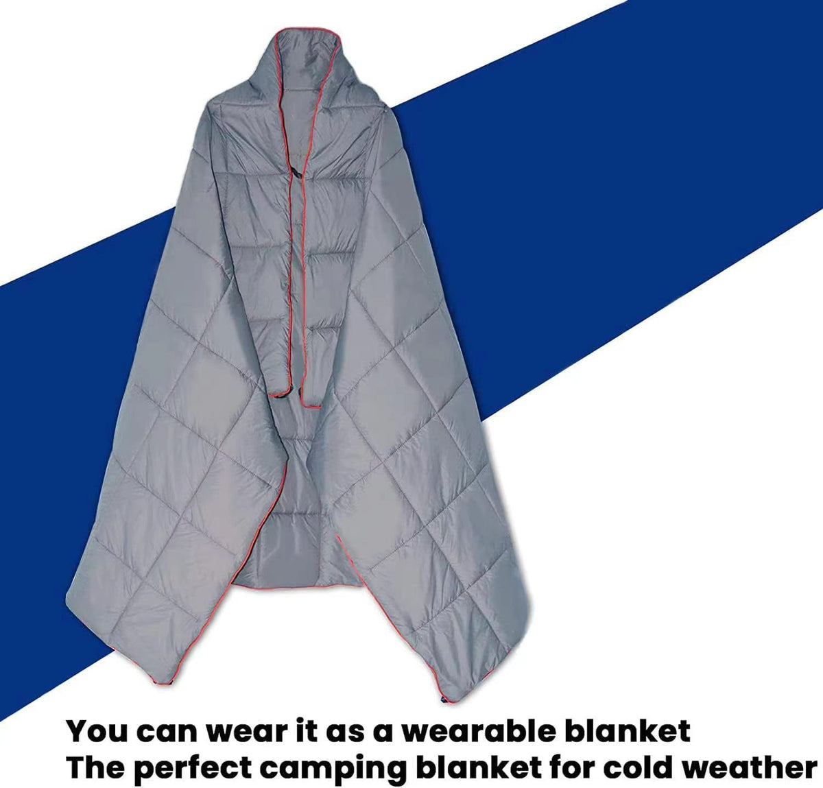 200x140cm Green Large Outdoor Camping Down Cotton Wearable Warmth Blanket, Quilted Poncho Shawl Throw with Storage Bag, Lightweight Warm Camping Quilt for Camping Travel Home Use