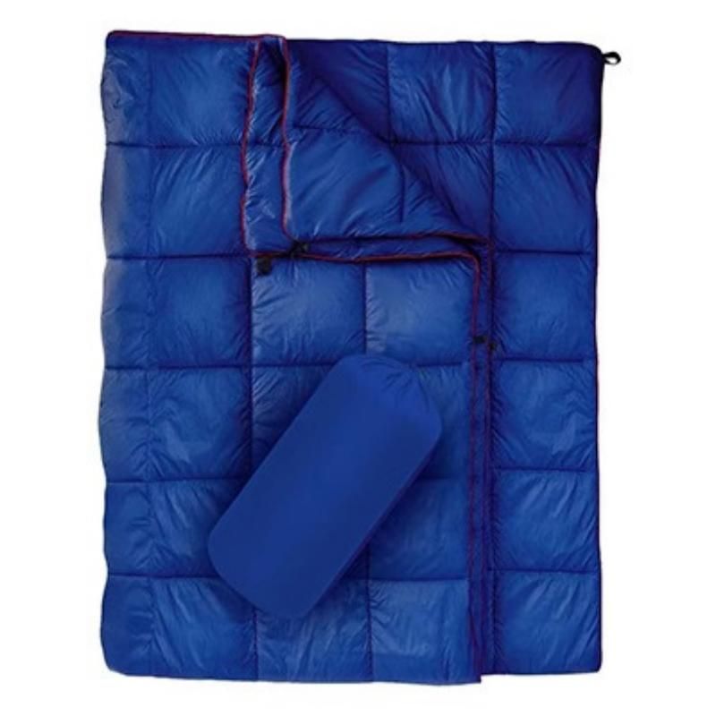 Blue Lightweight Travel Blanket with Buckle - 0.68kg Waterproof Nylon Poncho for Camping and Picnic - Compact Foldable Cover with Storage Bag