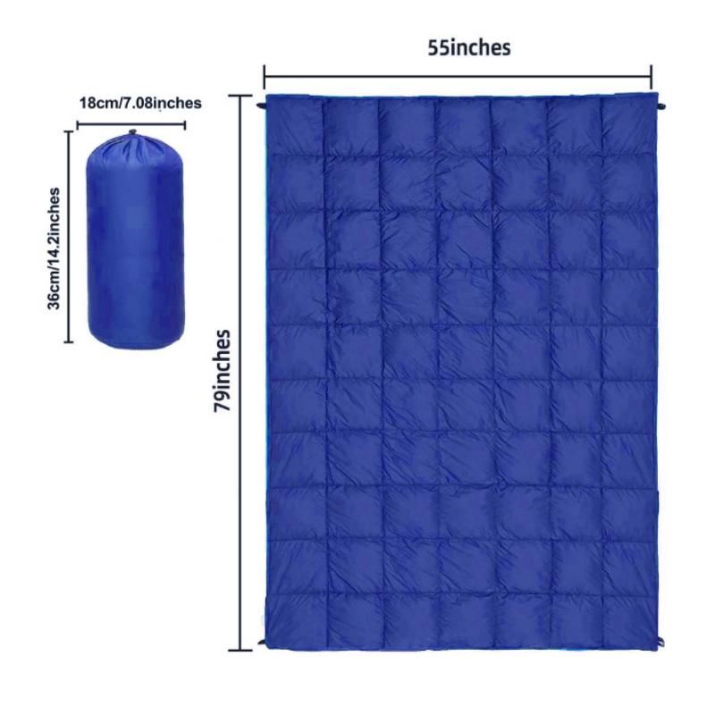 Blue Lightweight Travel Blanket with Buckle - 0.68kg Waterproof Nylon Poncho for Camping and Picnic - Compact Foldable Cover with Storage Bag