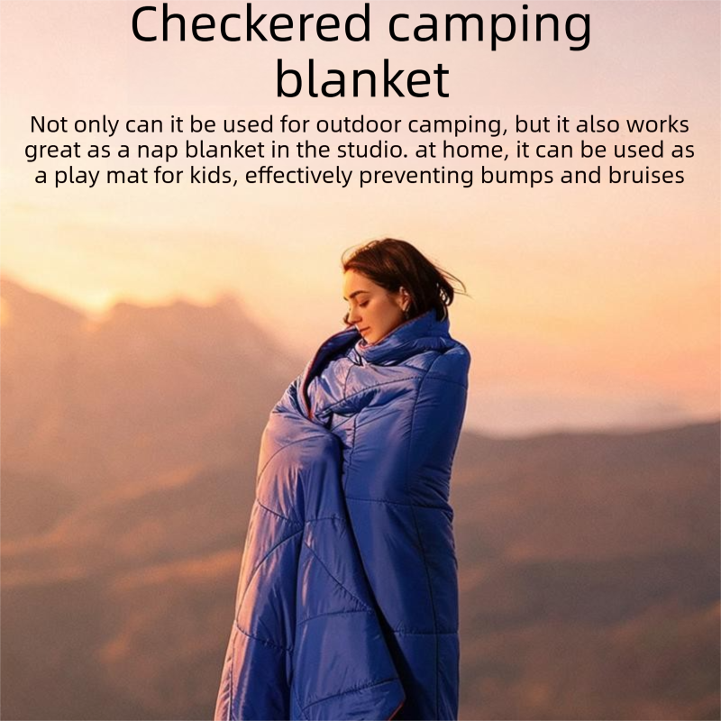 Green Lightweight Travel Blanket with Buckle - 0.68kg Waterproof Nylon Poncho for Camping and Picnic - Compact Foldable Cover with Storage Bag