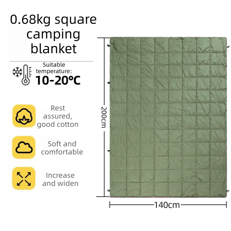 Green Lightweight Travel Blanket with Buckle - 0.68kg Waterproof Nylon Poncho for Camping and Picnic - Compact Foldable Cover with Storage Bag