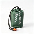 Green Emergency Bivvy Survival Sleeping Bag - PE Aluminum Foil Thermal Blanket - Waterproof Windproof Heat Retention - Compact Outdoor Hiking Camping Safety Gear with Whistle