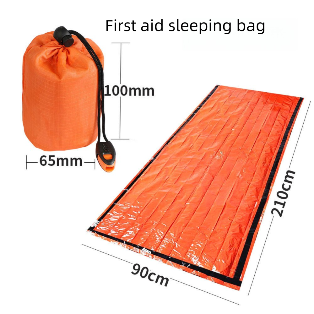 Green Emergency Bivvy Survival Sleeping Bag - PE Aluminum Foil Thermal Blanket - Waterproof Windproof Heat Retention - Compact Outdoor Hiking Camping Safety Gear with Whistle